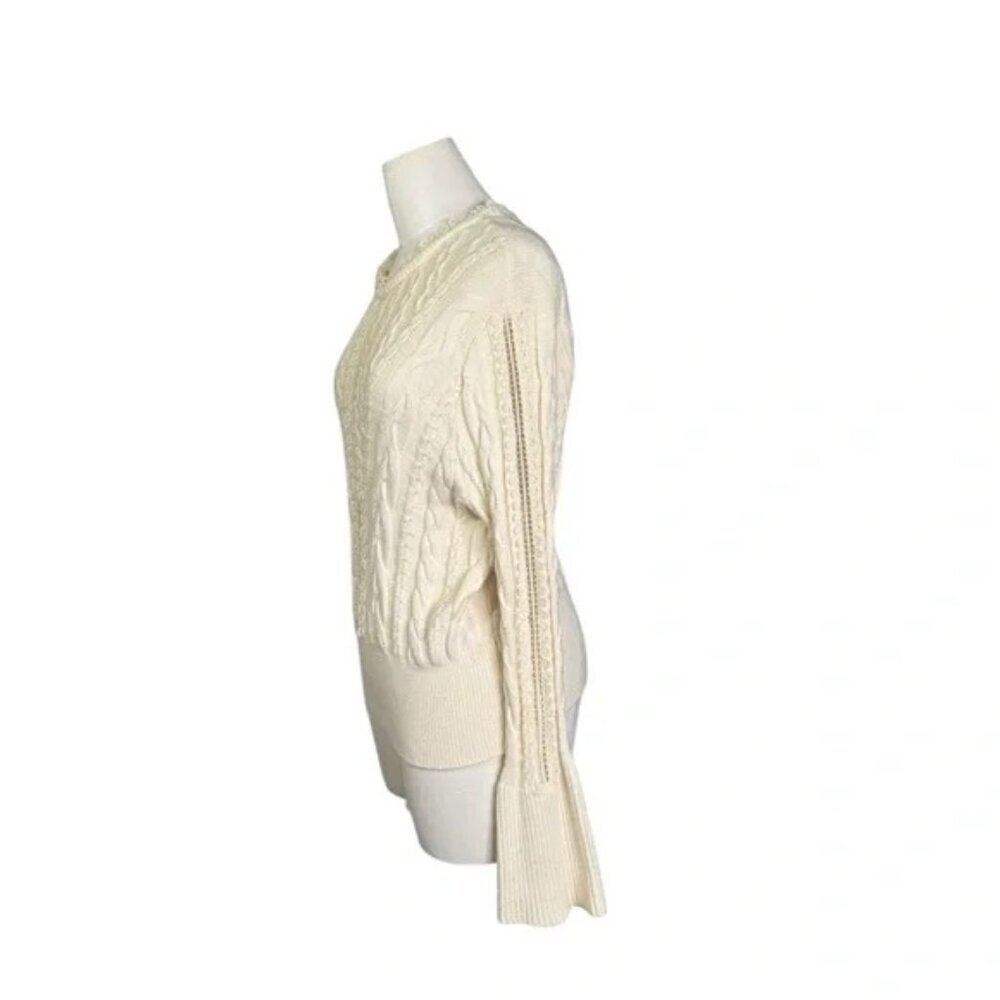 EXPRESS - Cable Knot Long sleeve cream Sweater - Size Small - Picture 4 of 6
